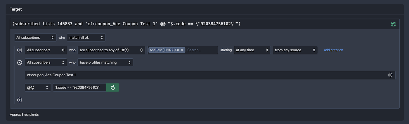 JSONPath targeting example in V5