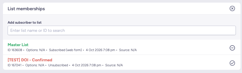 List Subscriptions