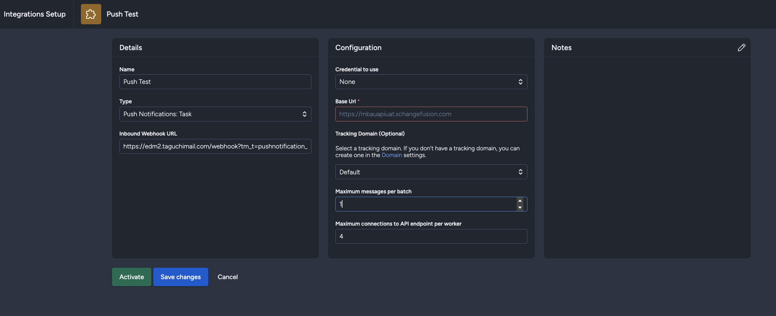 TASK Integration Setup