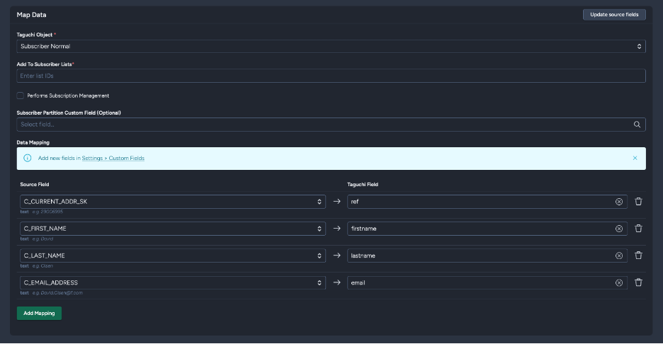 Snowflake Field metadata