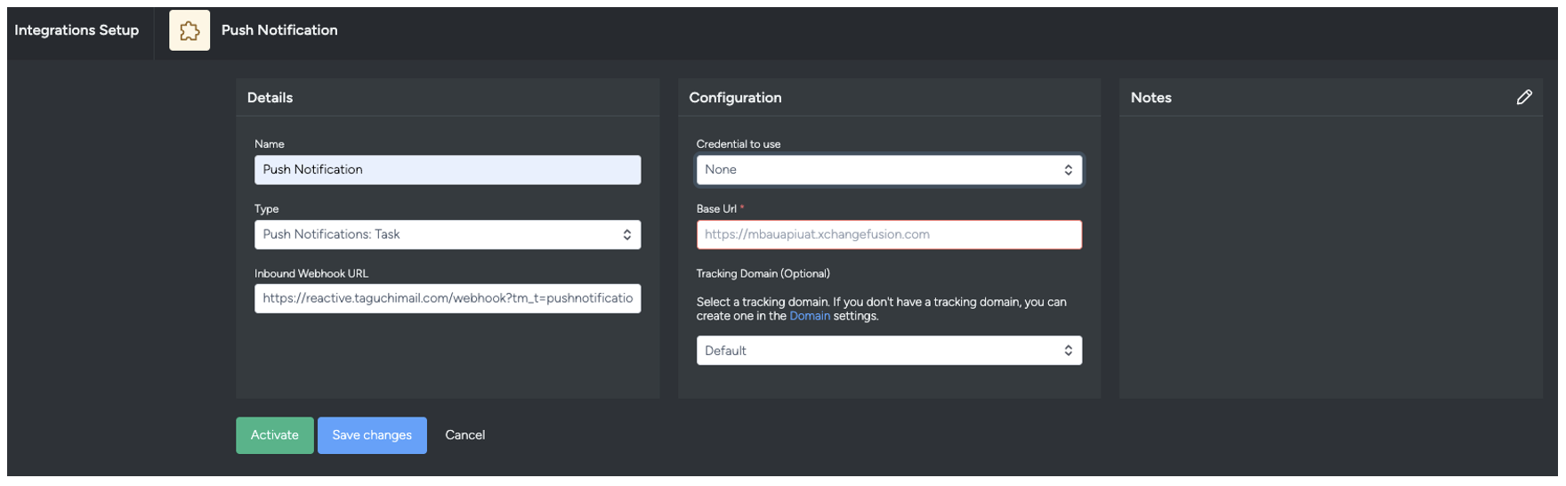 TASK Integration Setup