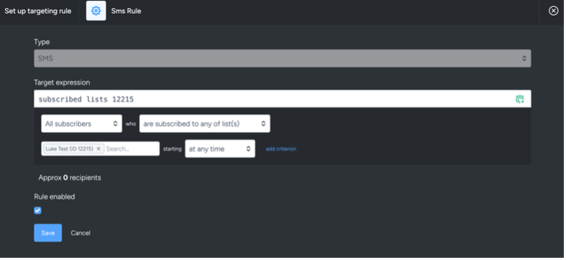 Targeting Rules Settings