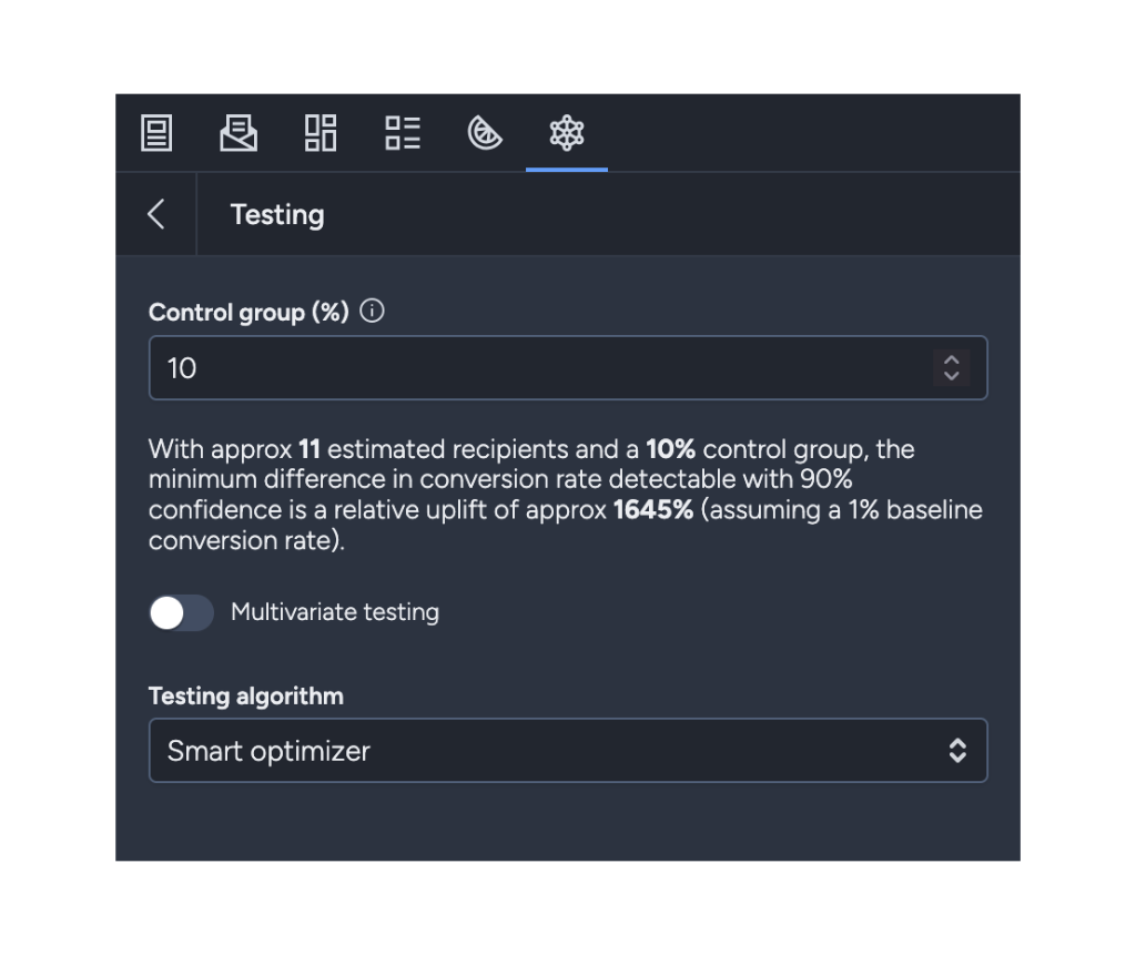 Activity check with control-group breakdown