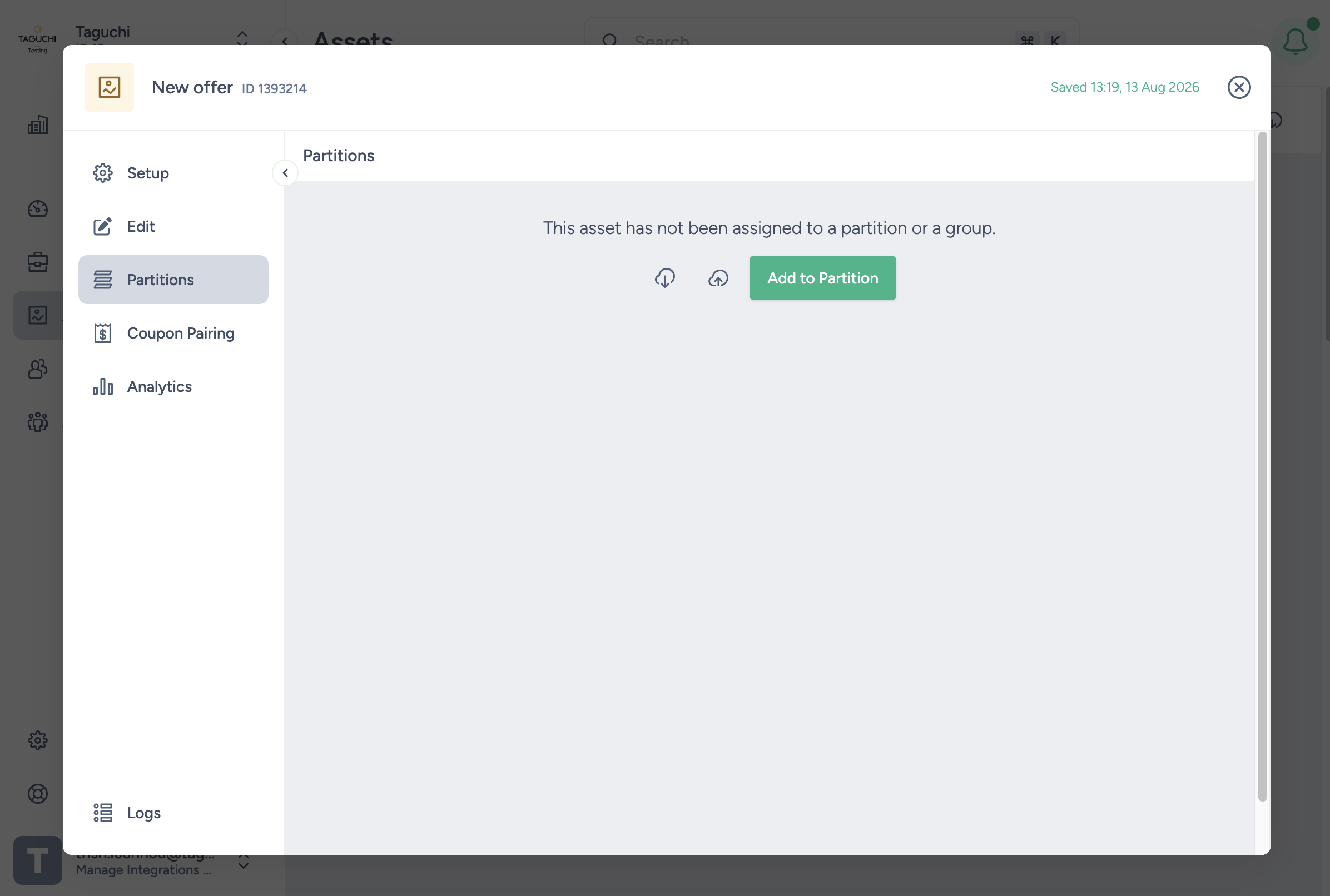 Asset partition selection