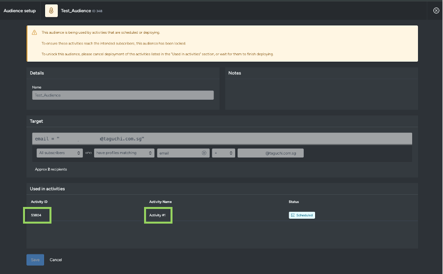 audience lock uneditable