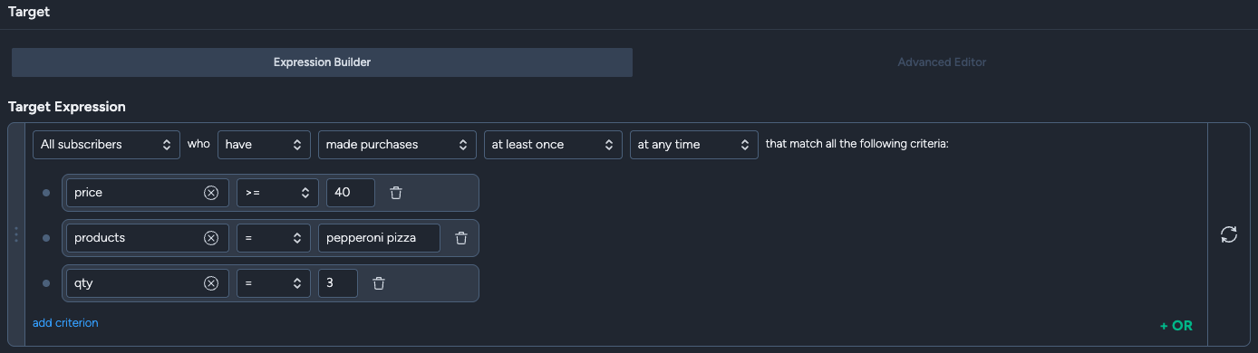 Tracking customers whose spend is trending up or down(expression builder)