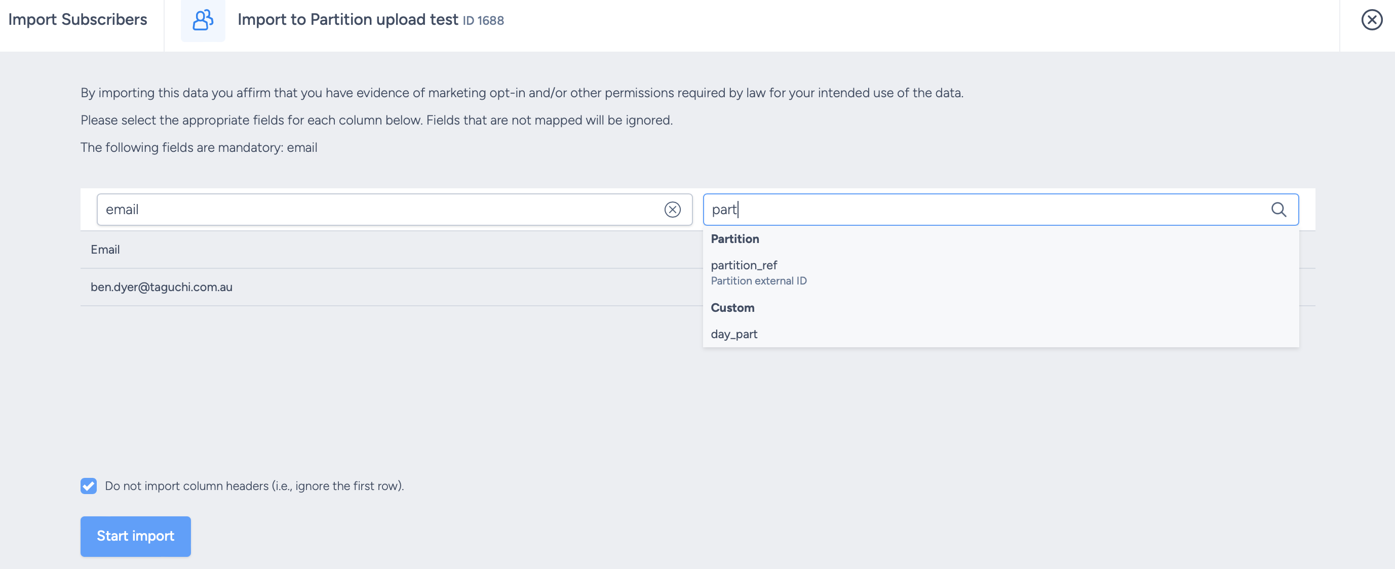 Mapping partition external ID during subscriber import
