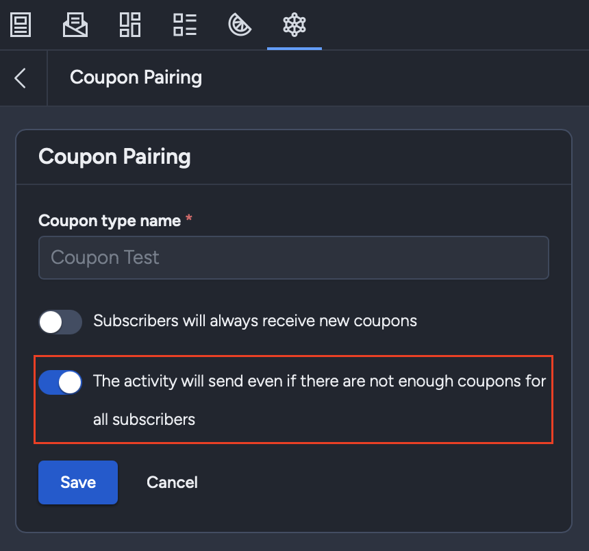 Coupon Pairing Settings