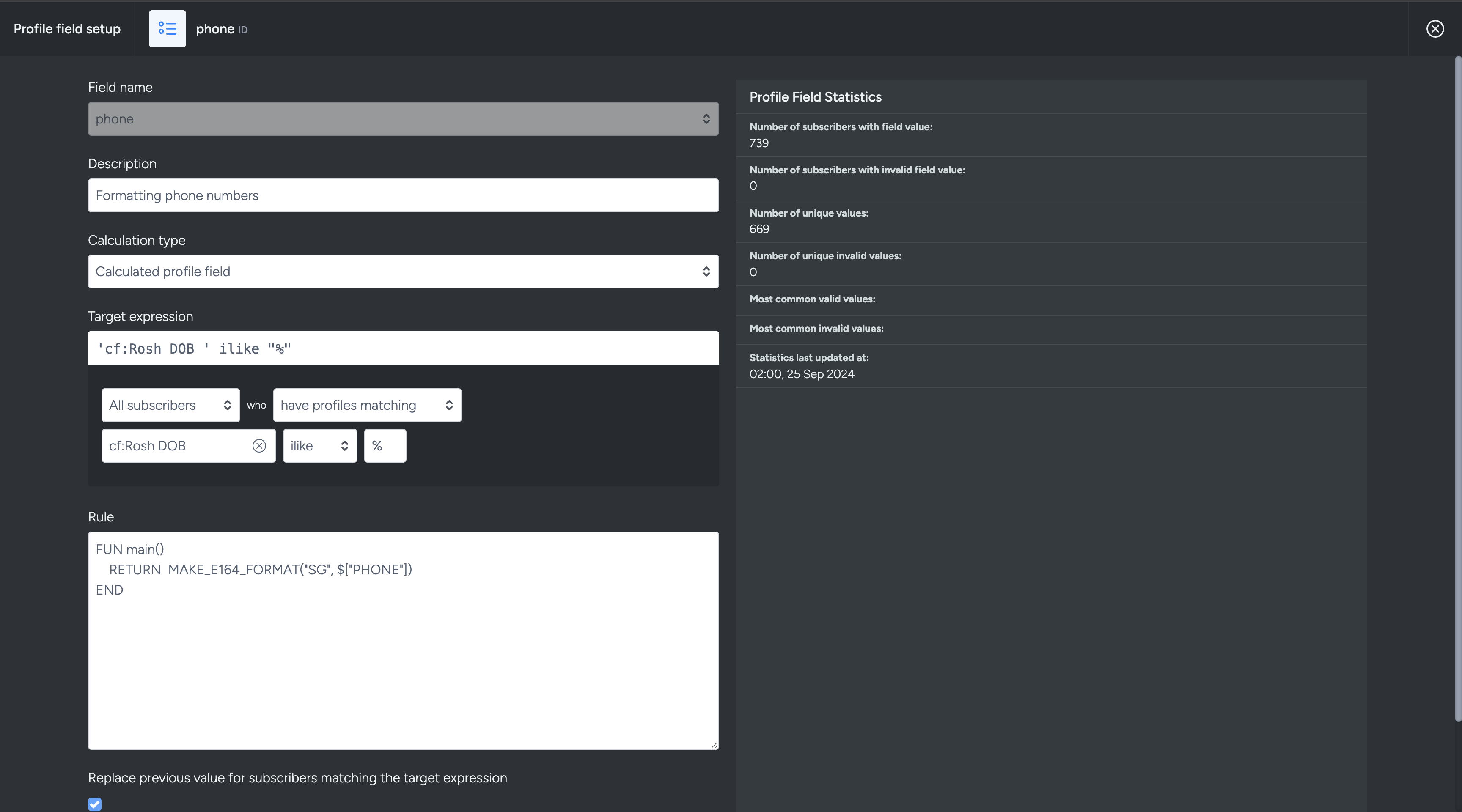 Calculated Profile Field