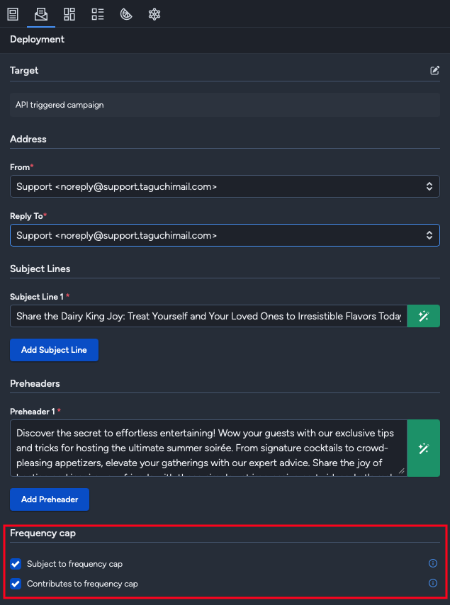 Enable frequency cap