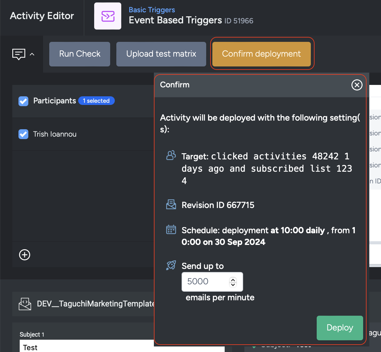 Deploy Event based trigger