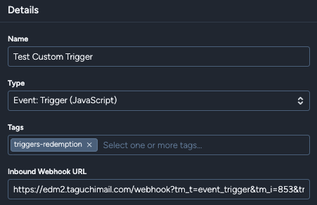 Event Trigger JavaScript - Details