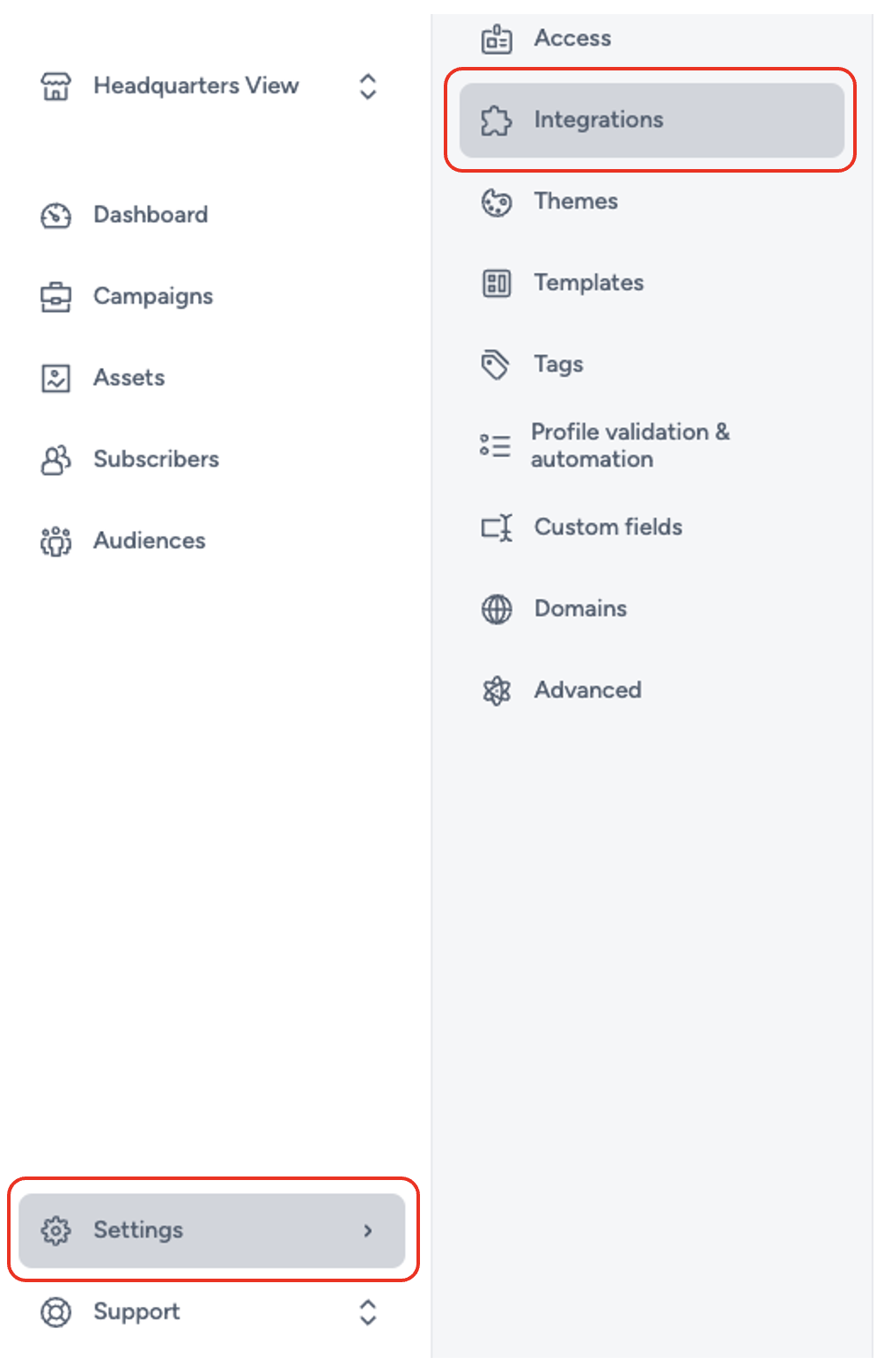 Integration Settings