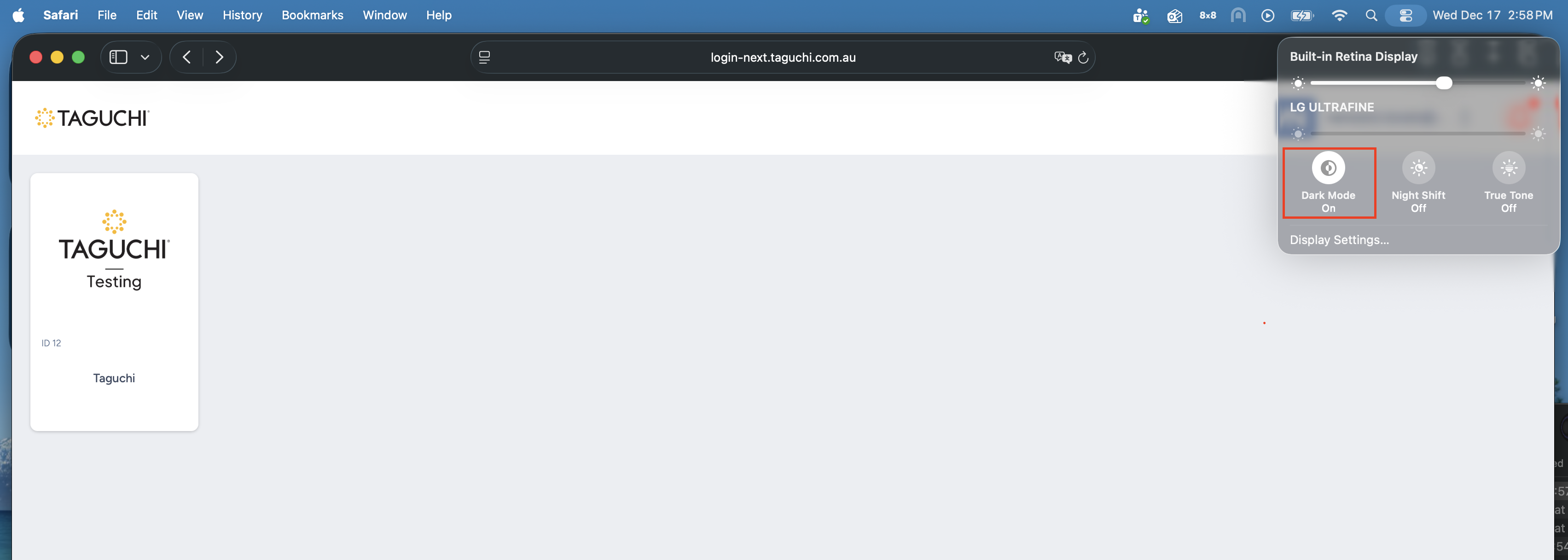 Mac Dark Mode Button