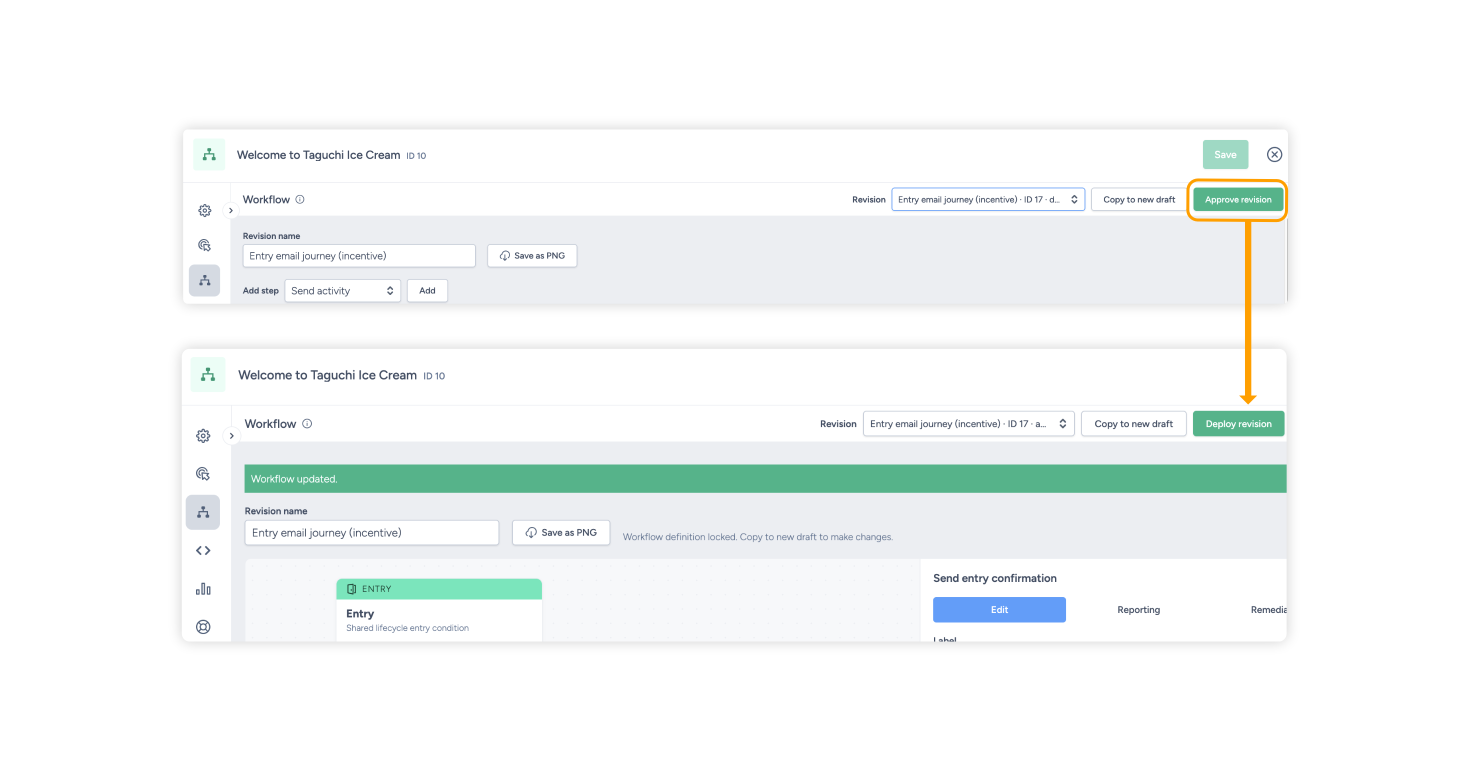 Lifecycle approval and deployment workflow