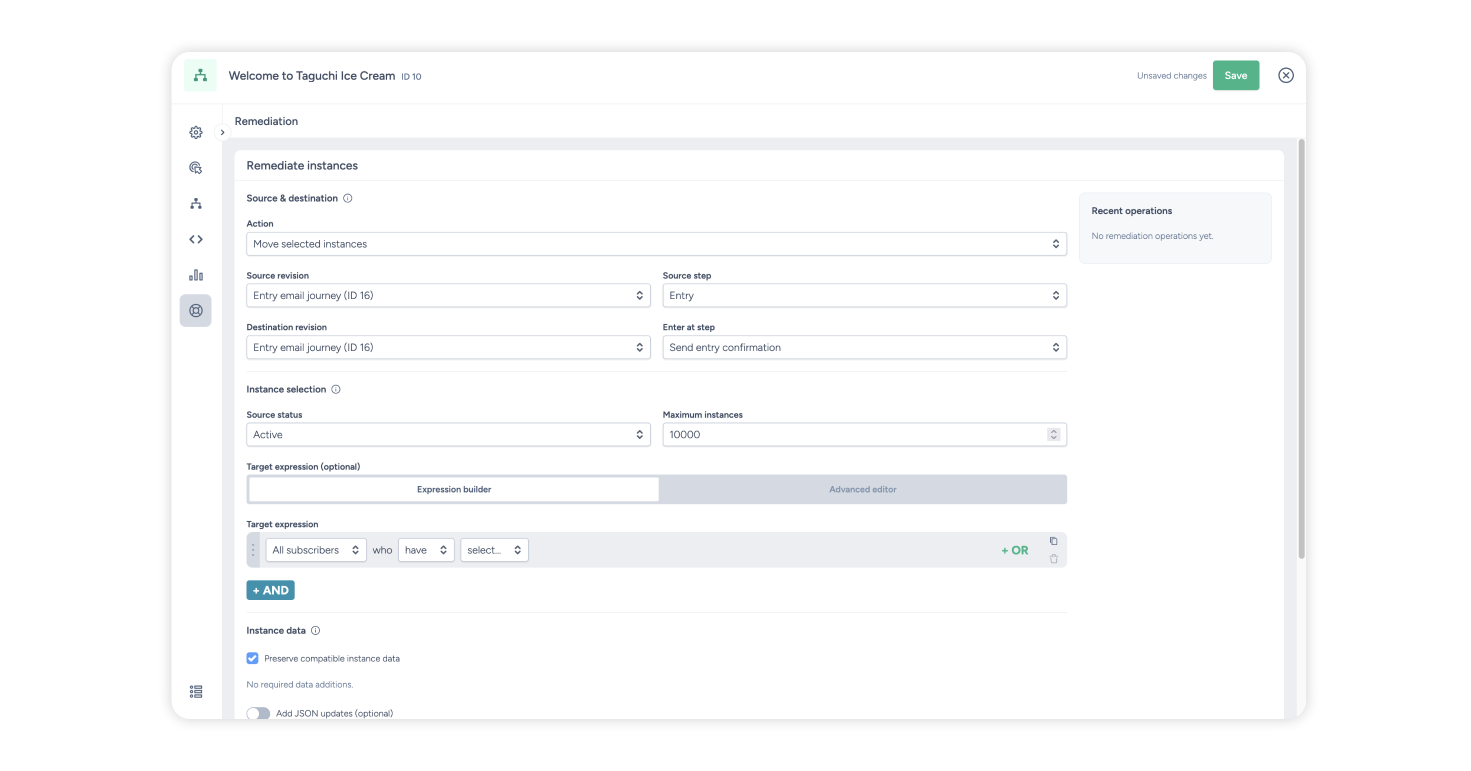 A lifecycle remediation preview before starting the operation