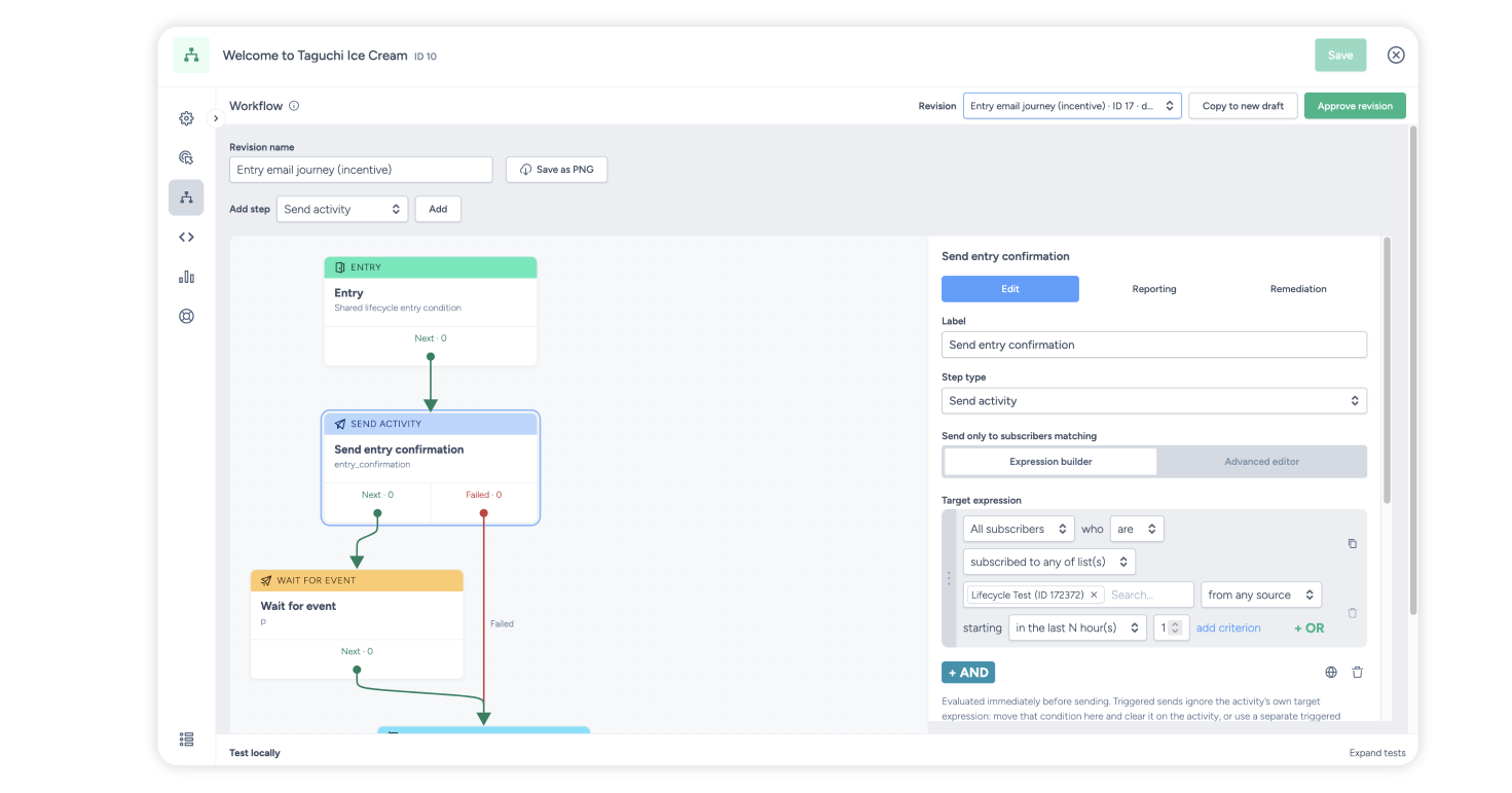 Lifecycle step settings and workflow connections