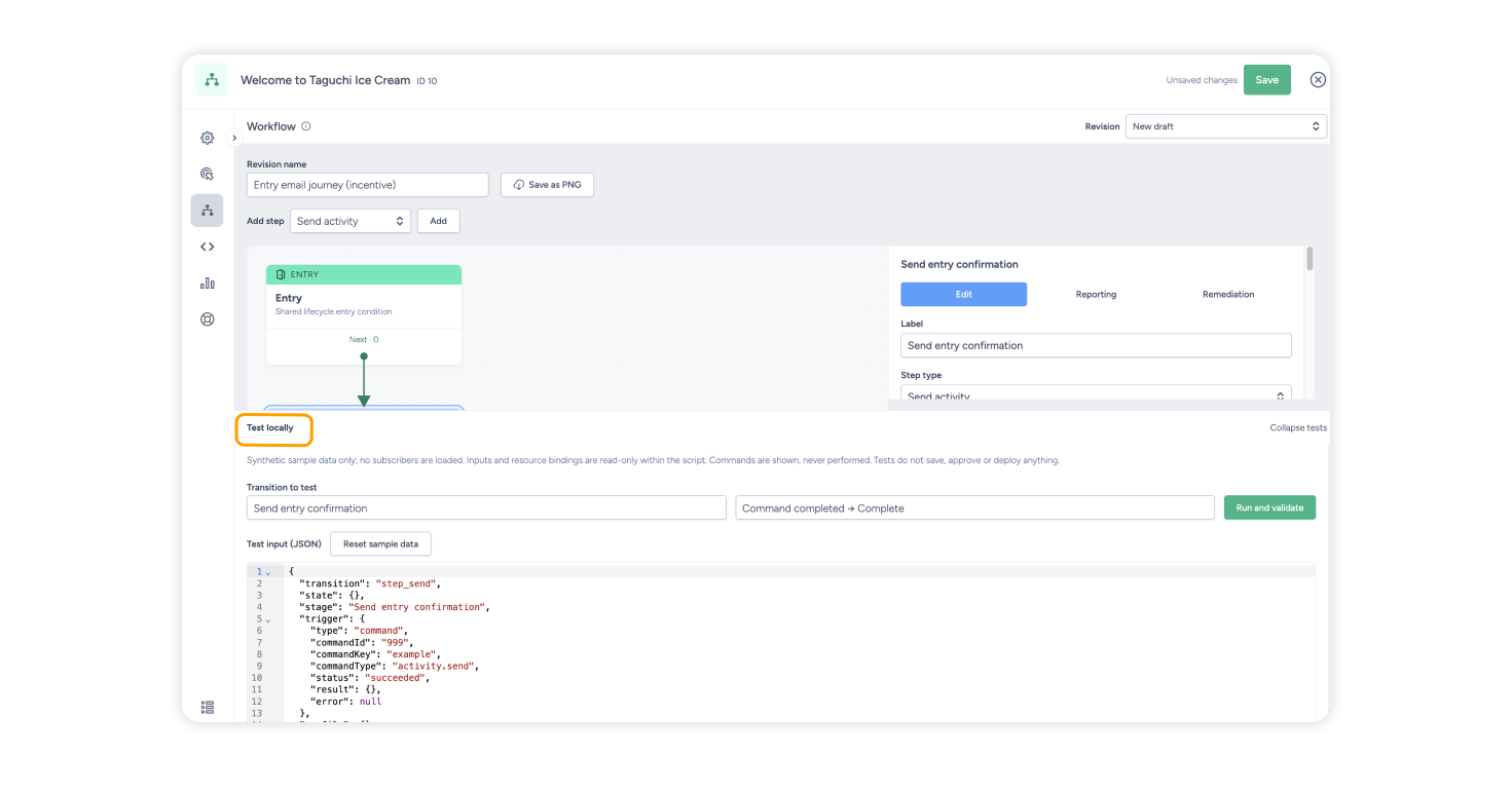Testing and validating a lifecycle locally