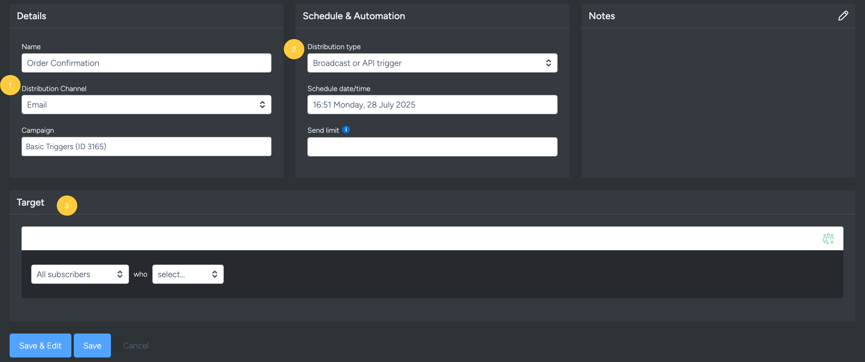 Order Confirmation Setup