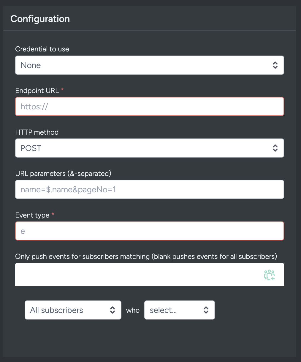 outgoing webhook configuration
