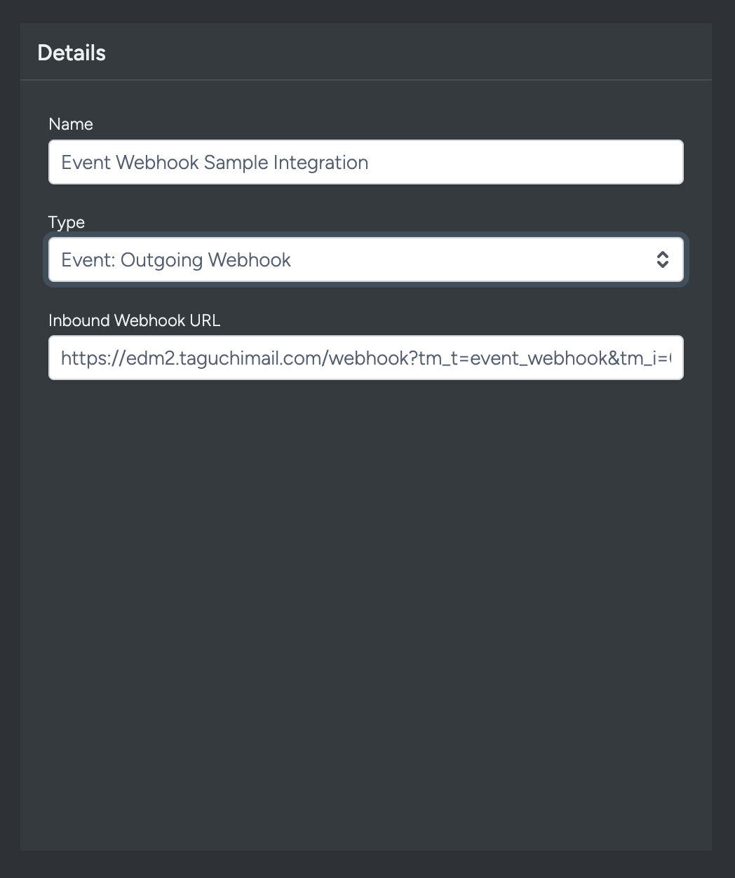 outgoing webhook details