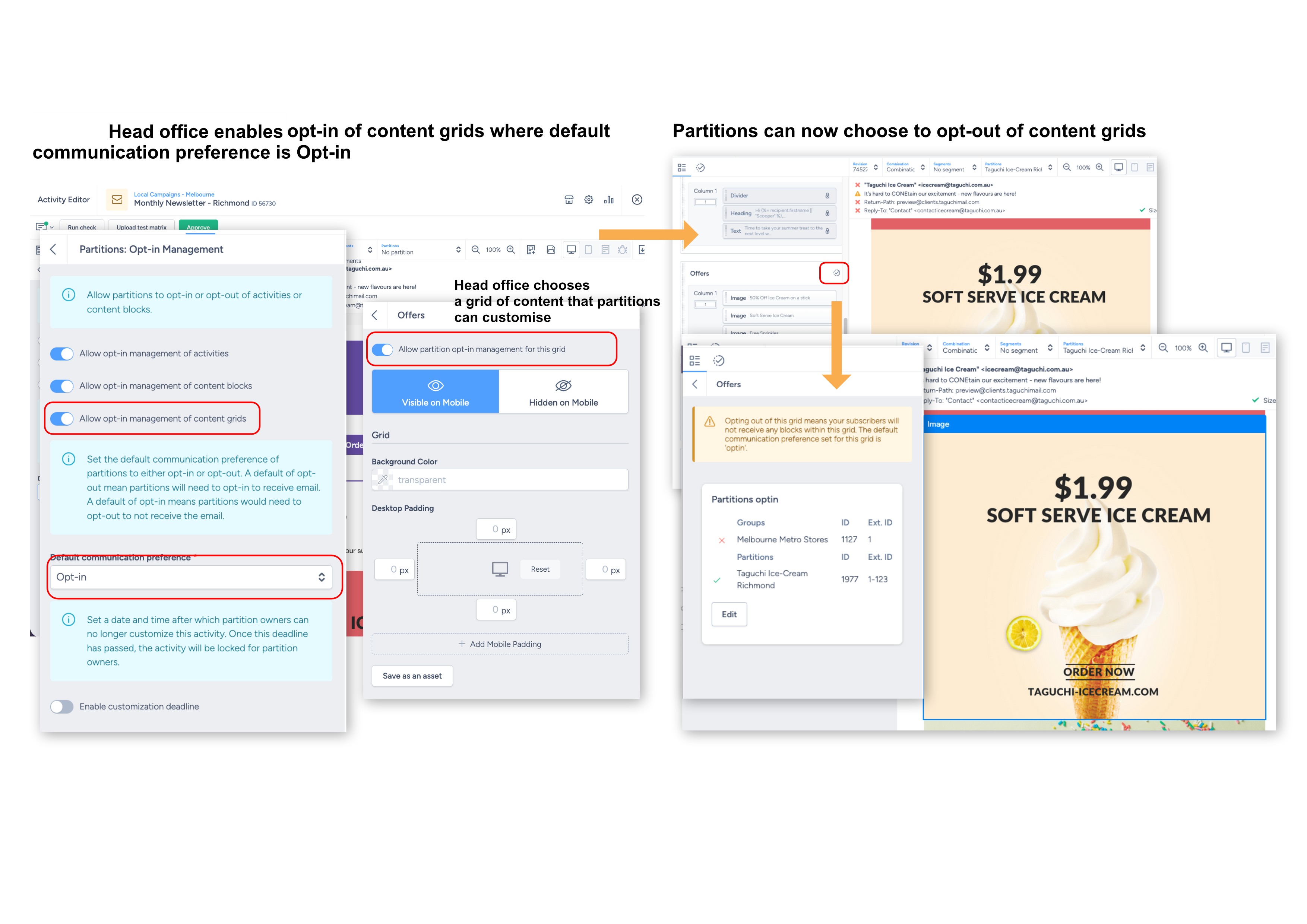 Content grid opt-in preference