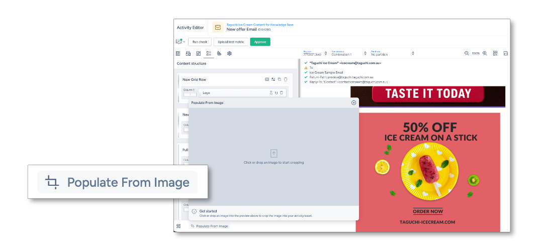 Populate From Image button and editor view