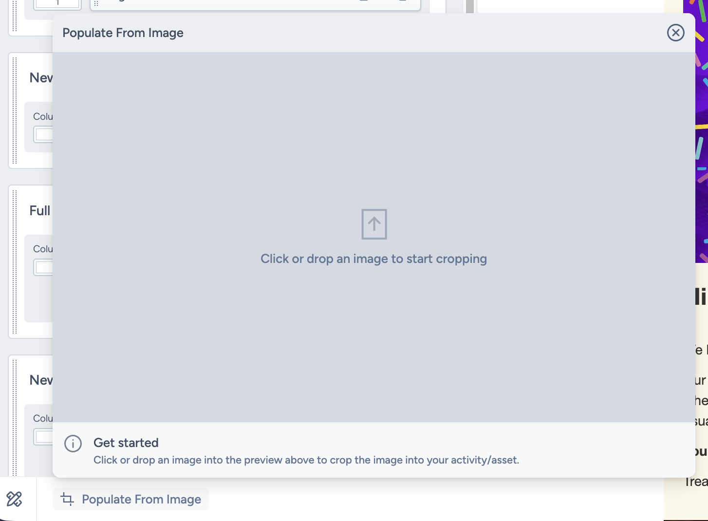 Populate From Image popup