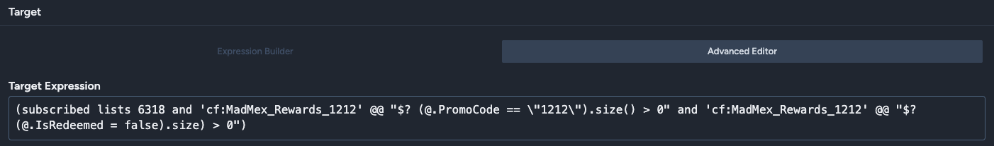 Purchase targeting in V5(advanced filter)