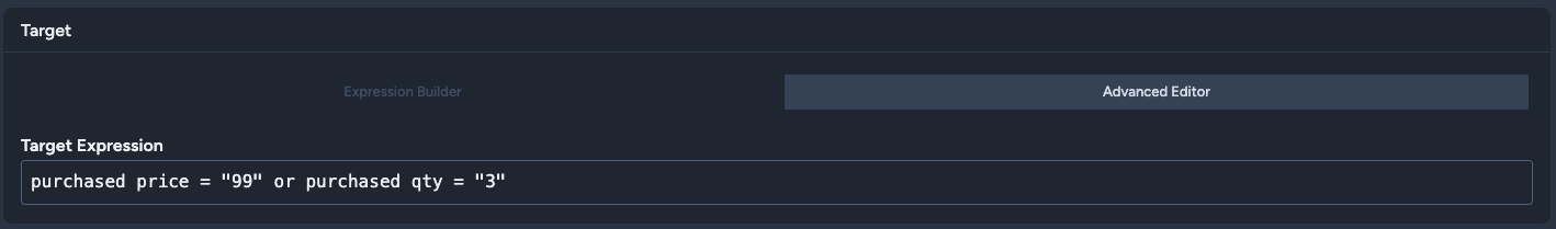 Purchase targeting in V5(advanced filter)