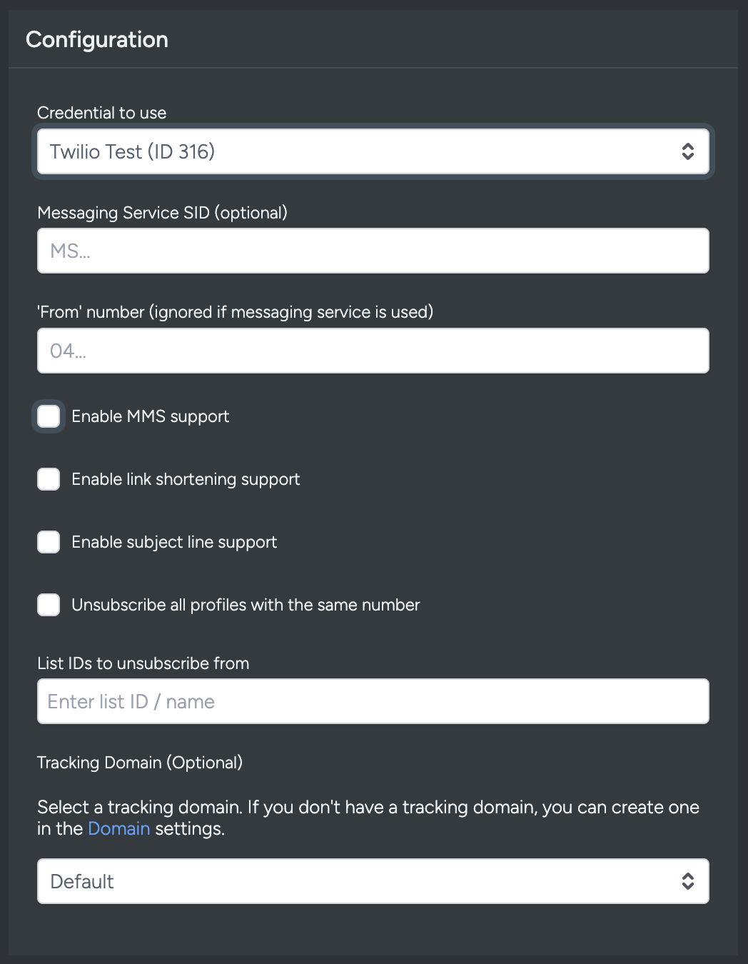 Twilio Configuration