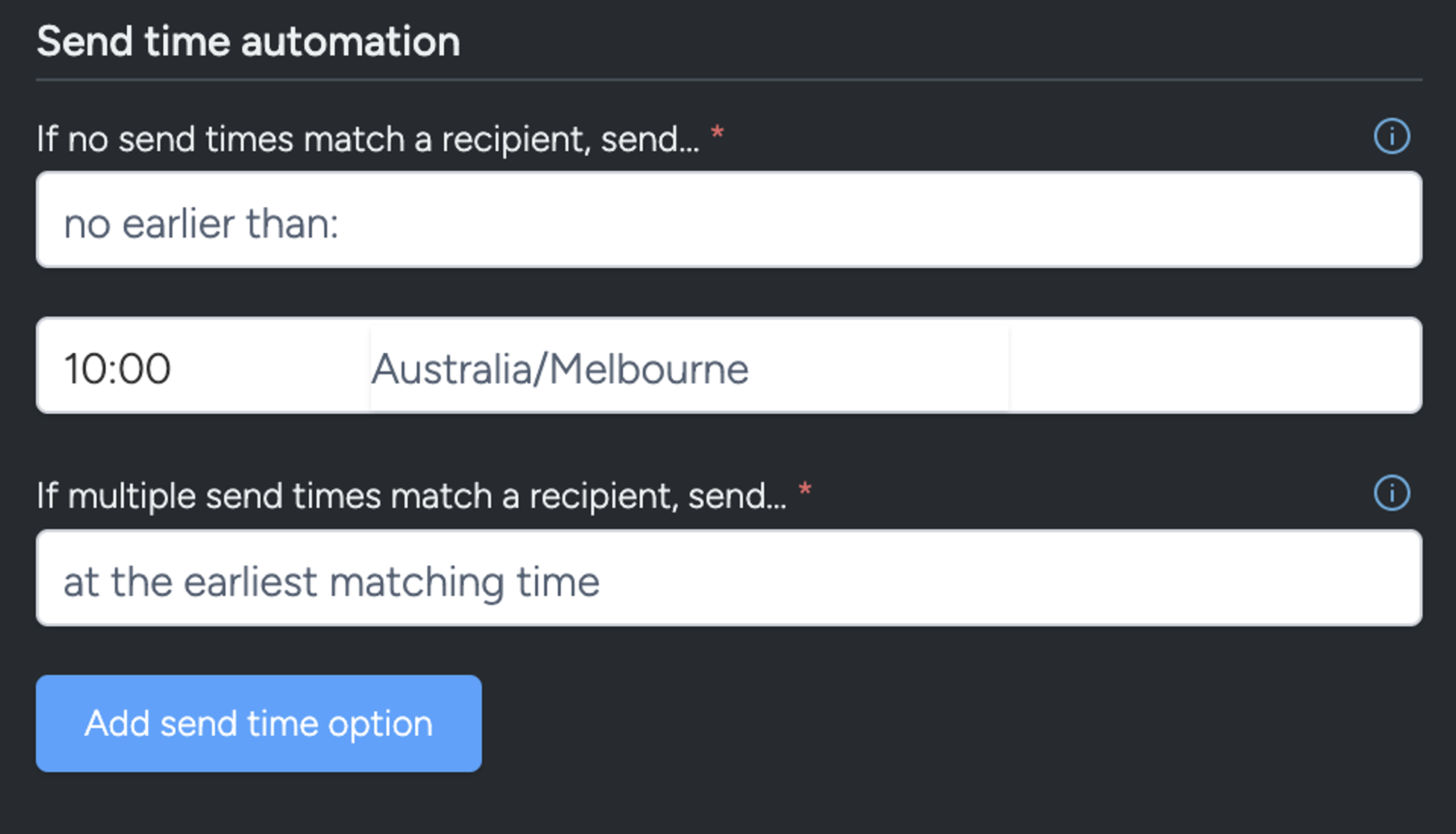 If no send times match a recipient, send… 2
