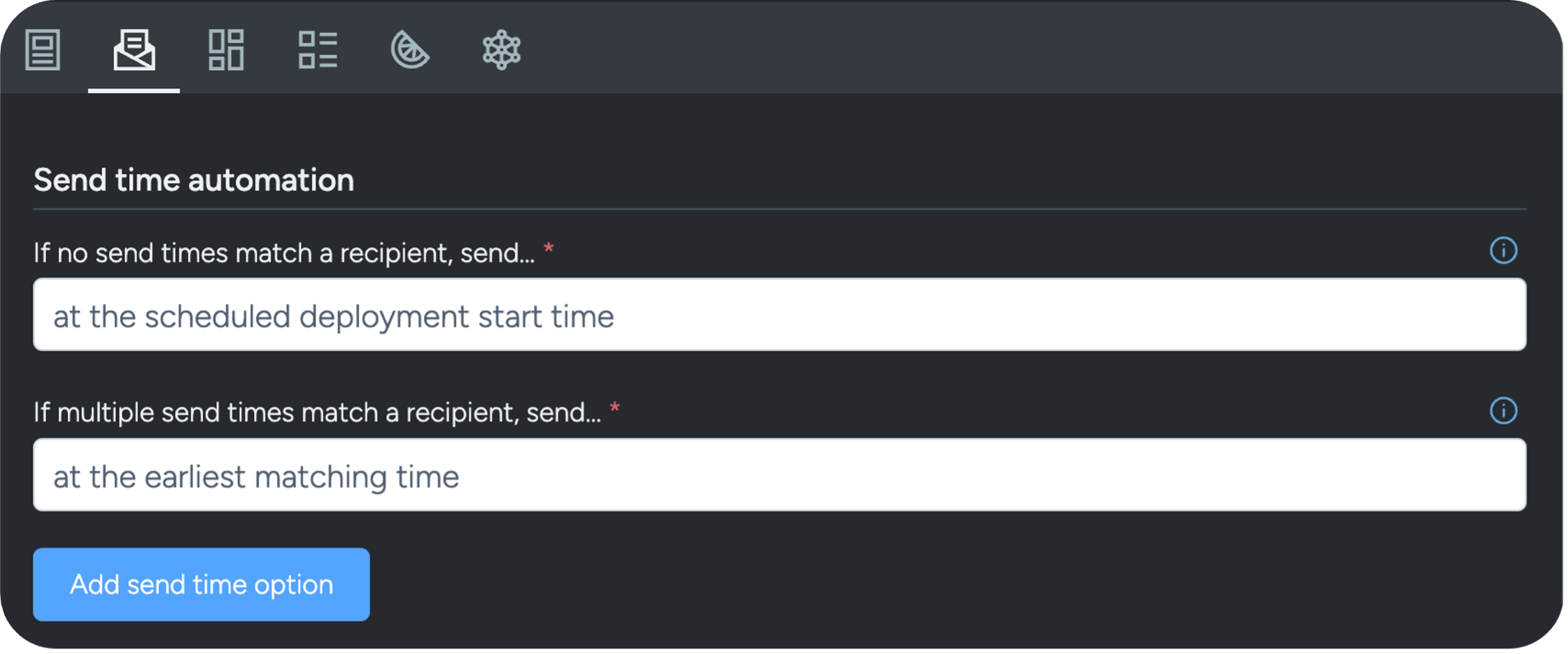 Send time automation section