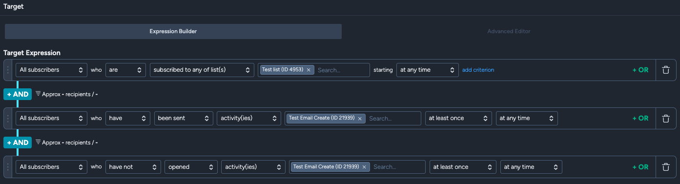subscriber did not open previous send(expression builder)