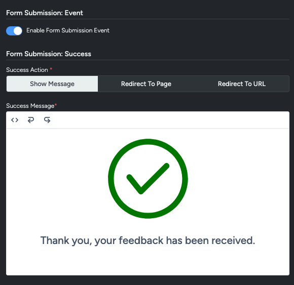 Form Submission success